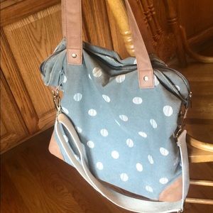Grey and White polka Dot Tote bag